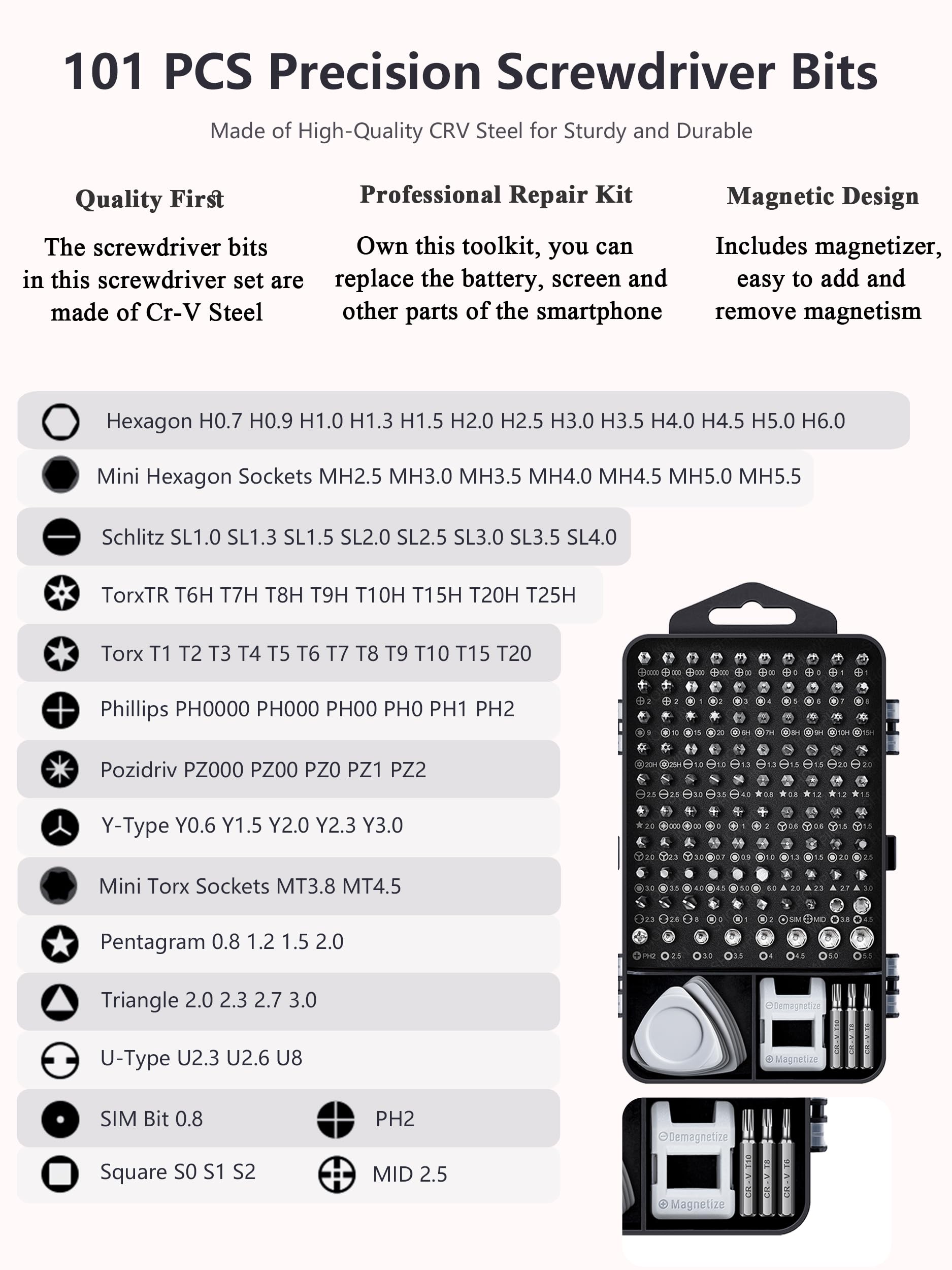 Precision Screwdriver Set Mini Kit: Bluvizo 122 in 1 Electronics Multi-Function Repair Tool Kit for PC Computer Laptop Phone Switch Xbox PS5 MacBook iPad with Torx Phillips Star - Image 2
