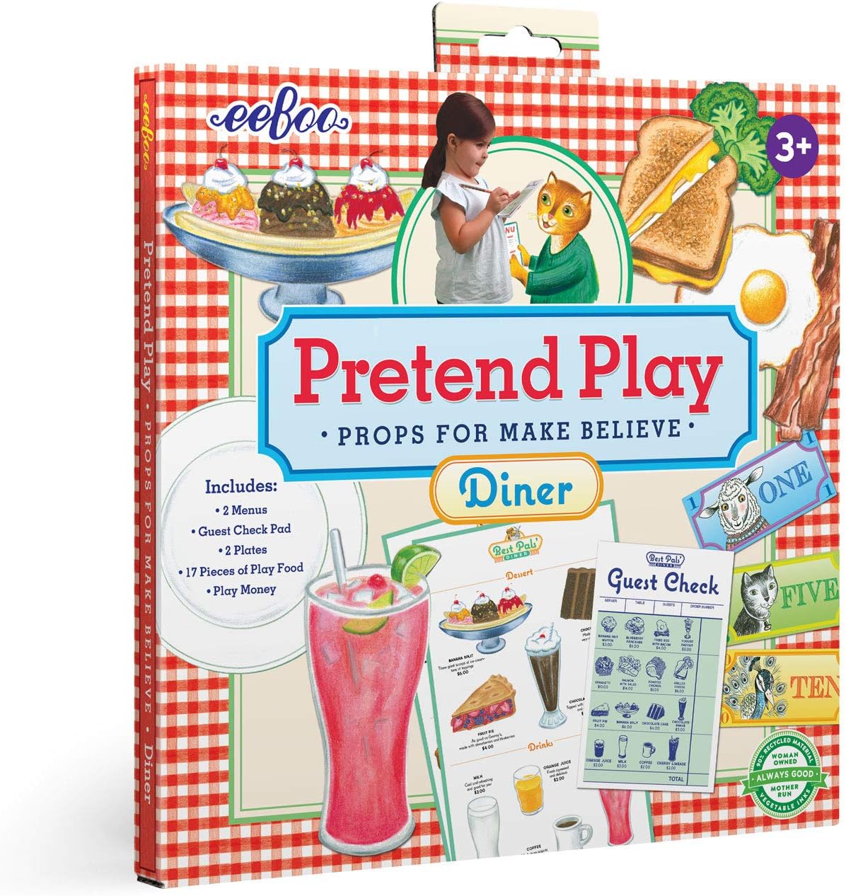 eeBoo: Best Pals' Diner Pretend Play Set, Allows for Creativity, and Imagination, Props for Make Believe, Perfect for Ages 3 and up