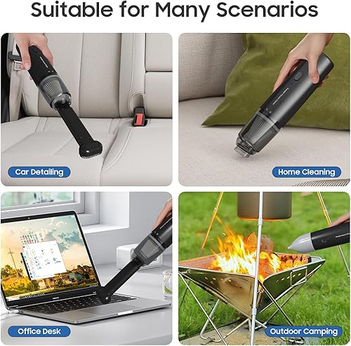 Miniatura 4 de Aspiradora de mano inalámbrica, aspiradora portátil con filtro HEPA, 2 modos de succión, mini aspiradora de mano recargable para automóvil, hogar,