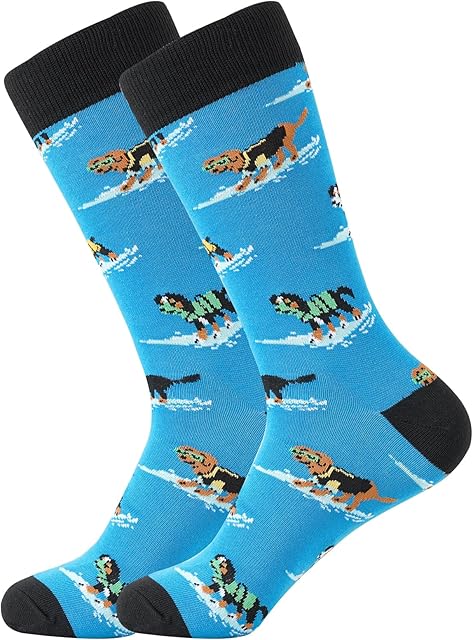 BISOUSOX Novelty Socks for Men Funny Socks Novelty Gifts for Men Cotton Socks for Father Boyfriend Space Fun Dress Socks Colorful 6-11