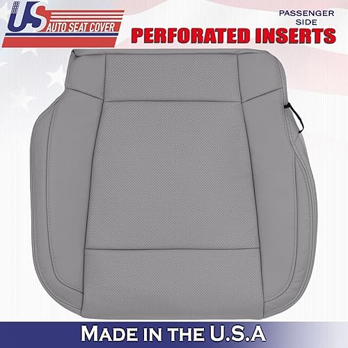 Miniatura 2 de U.S.AutoSeatCover 2017 para Ford F150 Lariat pasajero lado inferior Perf cuero asiento cubierta gris
