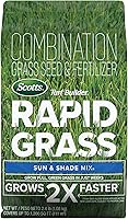 Scotts Turf Builder Rapid Grass Sun & Shade Mix: 2X Faster Seed + Fertilizer, Green Grass in Weeks, 2.4 lb Bag