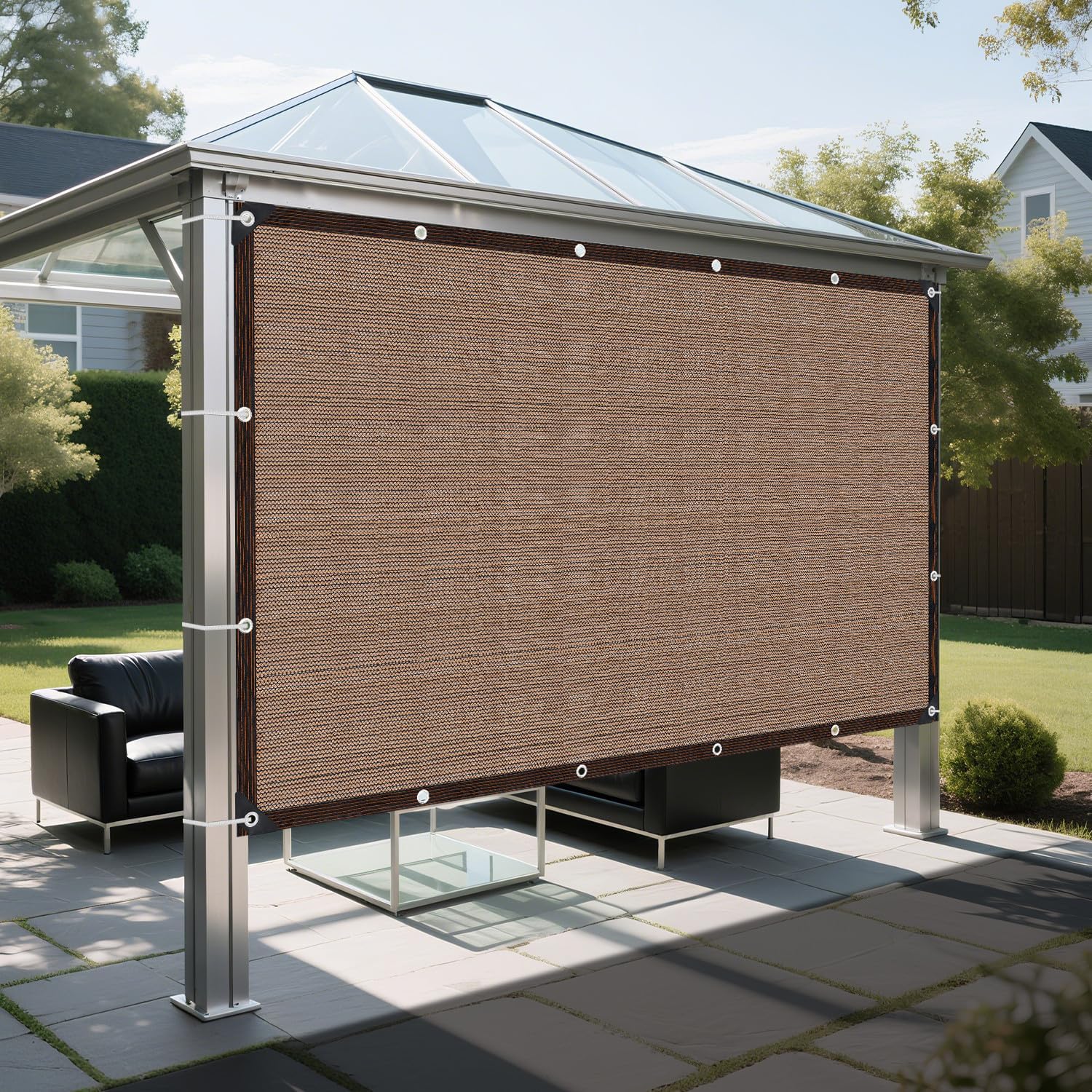 Sun Shade Cloth for Outdoor Patio, 20 x 25 FT Pergola Shade Cover with Grommets, 90% Shade Fabric Fence Privacy Screen Balcony, Mesh Tarp Sun Screens for Patio, Outdoor, Garden, Backyard (Mocha)