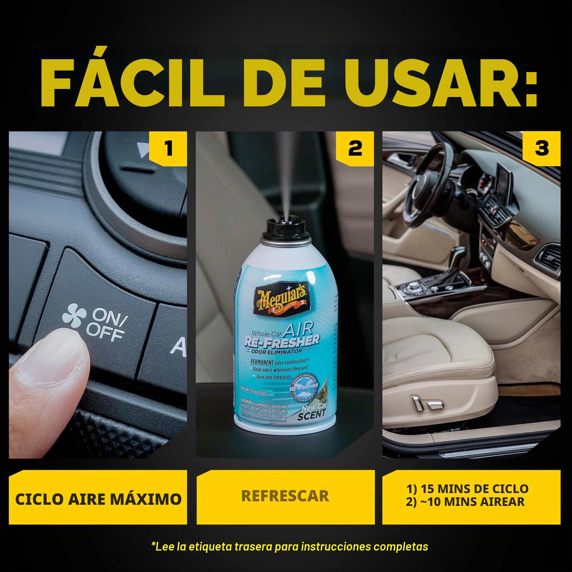 Meguiar's G16402 New Car Air Re-Fresher - Eliminador de olores aroma a coche nuevo, 57 g