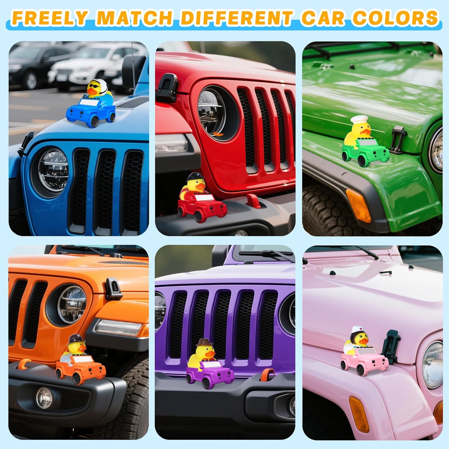 Purple DIY Car Duck Accessory - 3.9 Inch Funny Dashboard Decor & Roof Ornament, Rubber Duck Decor for Off-Road Enthusiasts, Cowgirl Car Accessories
