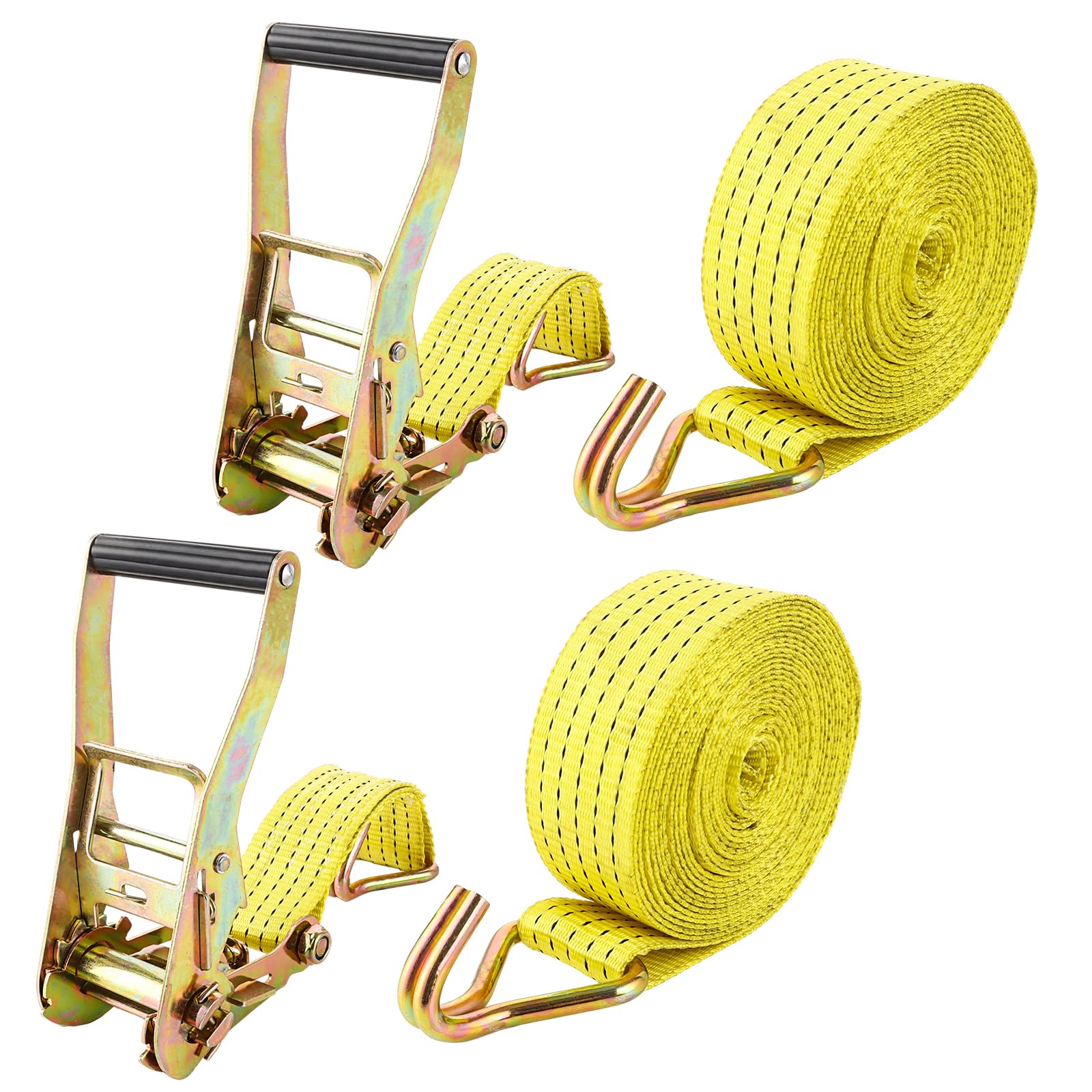 DAJAVE Set di 2 Cinghie con Cricchetto e Gancio 6m, 3000kg, 50mm Cinghia Fissaggio a Cricchetto Ratchet, Resistenza alla Rottura, Cinghia a Cricchetto, Cinghie con Gancio per Moto, Traslochi e Carico