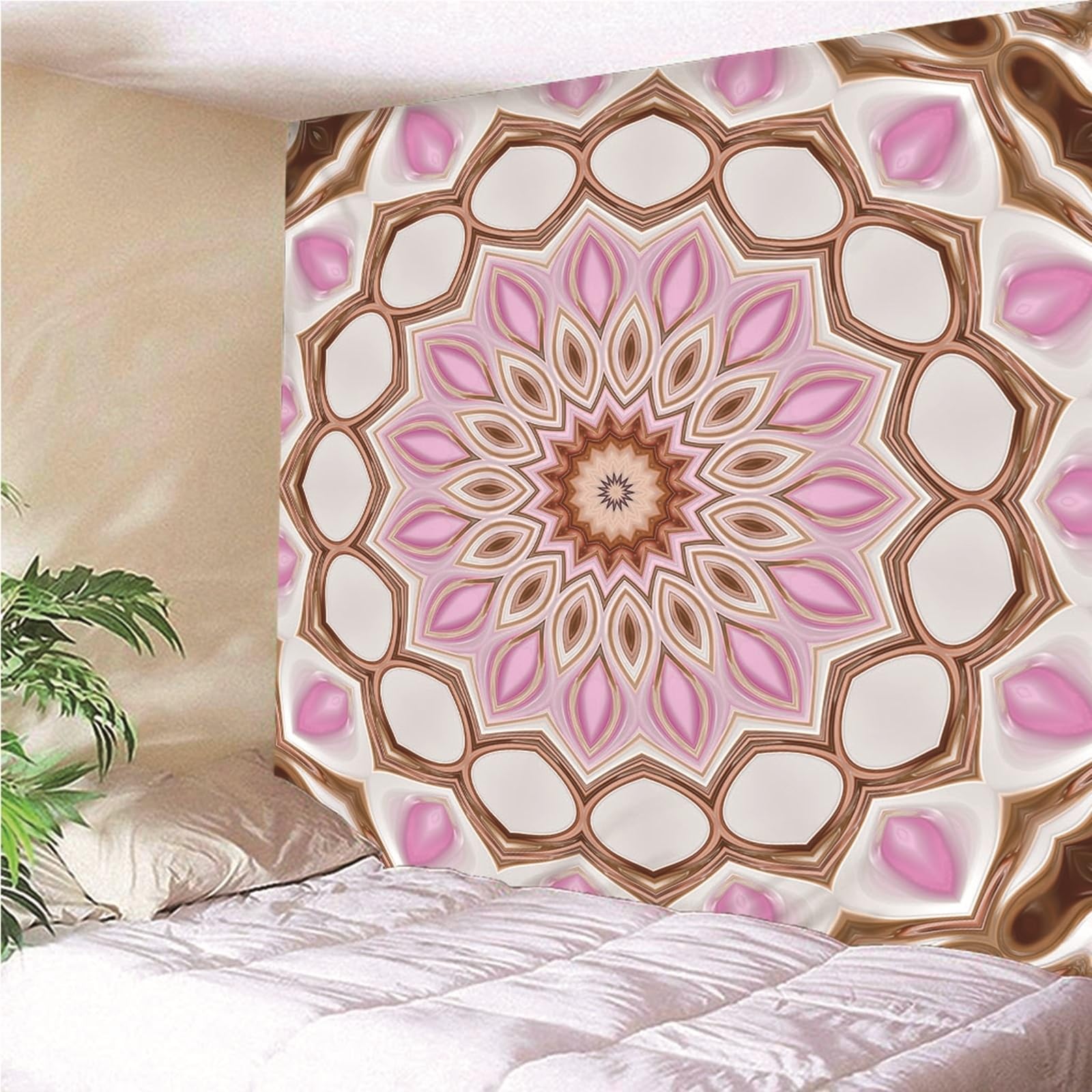 Lieson Arazzo Decorativo, Arazzo da Muro 260x240CM Motivo Mandala Tappeto Parete da Appendere Alla Parete Per Decorazione Della Casa, Rosa
