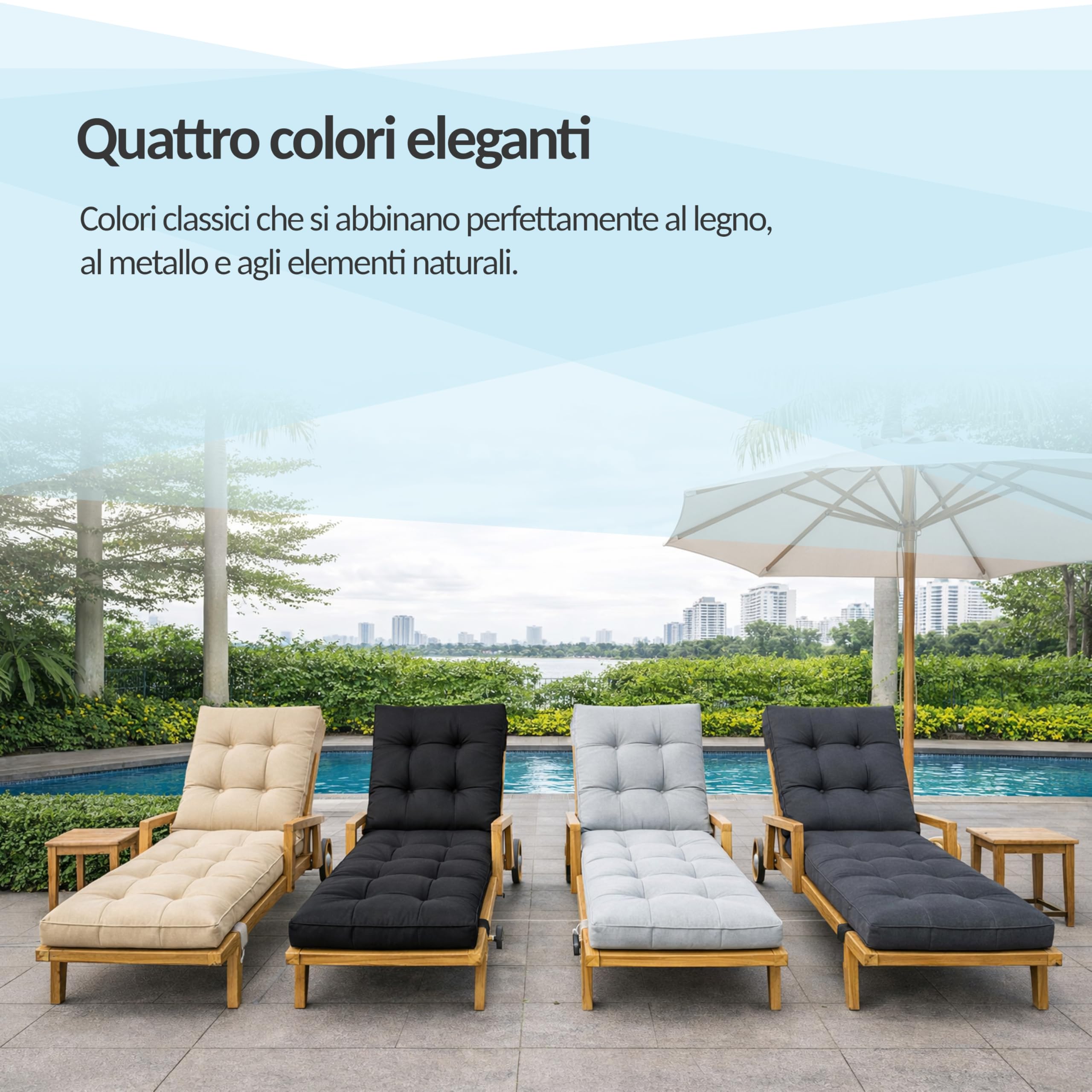 POKAR Cuscino per Sdraio da Giardino 200x60x13 cm | Materassino per Lettino Prendisole Trapuntato | Idrorepellente e Impermeabile | Cuscino per Sedia a Sdraio | OEKO-TEX | Fabbricato nell'UE | Beige