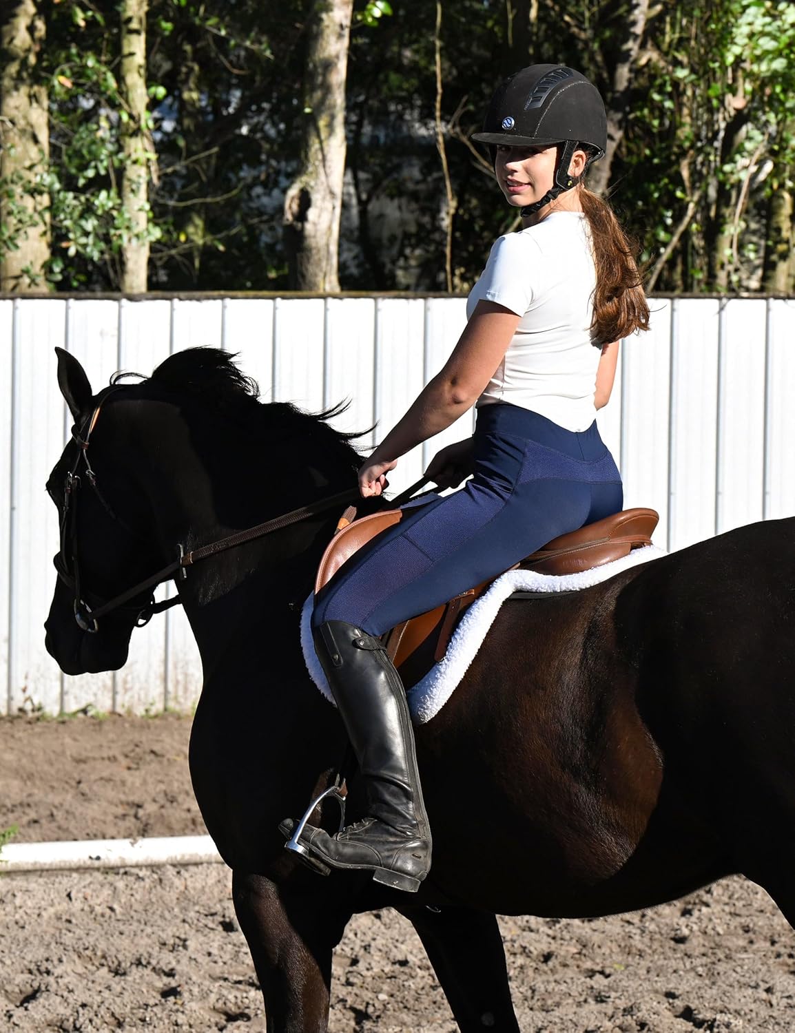 FitsT4 Sports Women's Horse Riding Pants Knee-Patch Riding Tights Ventilated Mesh Equestrian Breeches with Pockets - Image 2