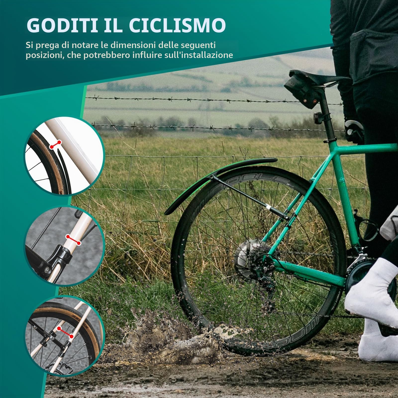 ROCKBROS Parafanghi per Bici da Corsa, Parafango Posteiore e Anteriore, 1 Pezzo/Set 2 Pezzi, Installazione Facile Sgancio Rapido, per Bicicletta 27,5", Universale, Accessori Bici