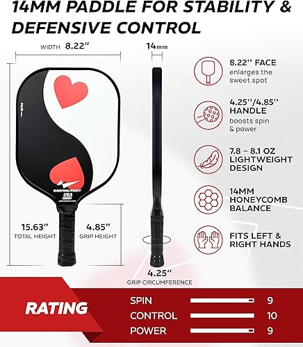 Miniatura 4 de Warping Point Juego de 2 palas de pickleball aprobadas por USAPA, juego de pickleball de fibra de vidrio, duraderas y ligeras, paquete de 2 con