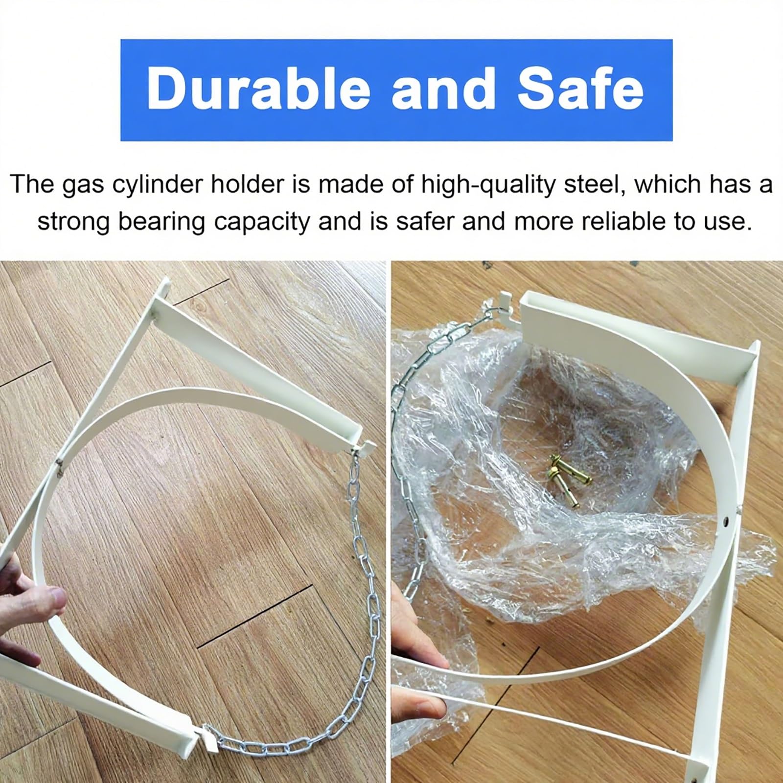 Soporte de pared para cilindro de oxígeno, blanco, soporte individual para portador de acetileno para fábricas, escuelas, garajes, soporte tanque de gas con cadena protectora y tornillos.(For 1 Cylind