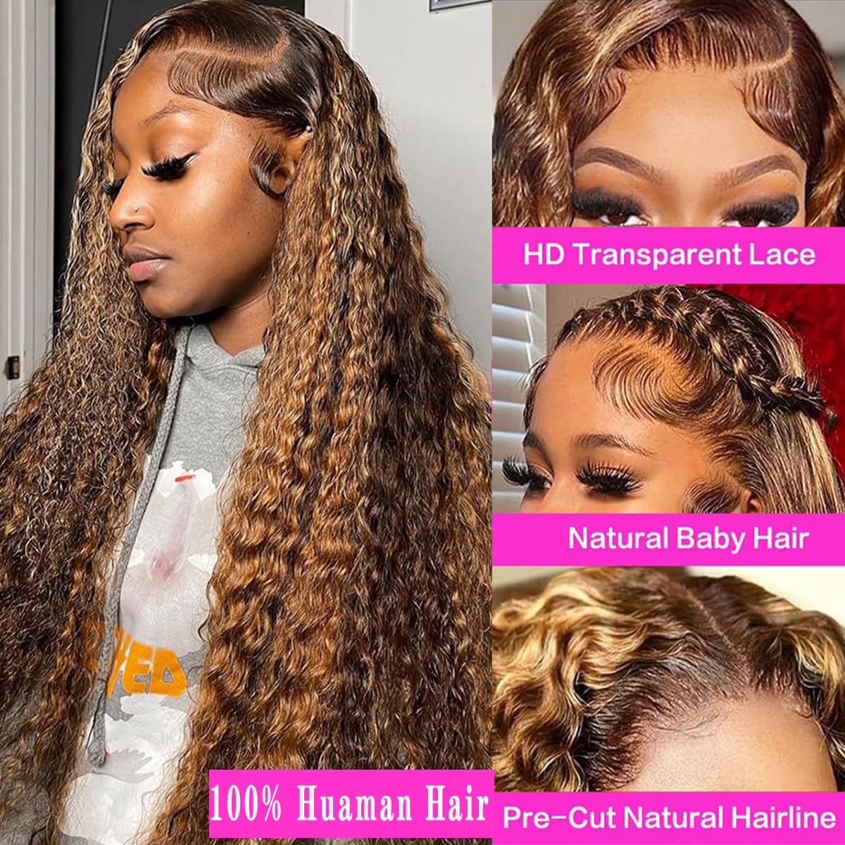 Amazon.com : PXTPXT 30 Inch Highlight Ombre Lace Front Wig Human