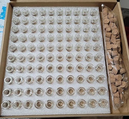 Miniatura 7 de MaxMau 100 frascos pequeños con corchos de 0.1 onzas líquidas, tapones de corcho, pequeñas botellas de vidrio transparente, mini frascos para