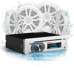 BOSS Audio Systems MCK508WB.64S Marine Boat Bluetooth Stereo & 6.5 Inch Speakers – CD DVD Player, AM/FM Radio Receiver Head Unit, Dipole Antenna