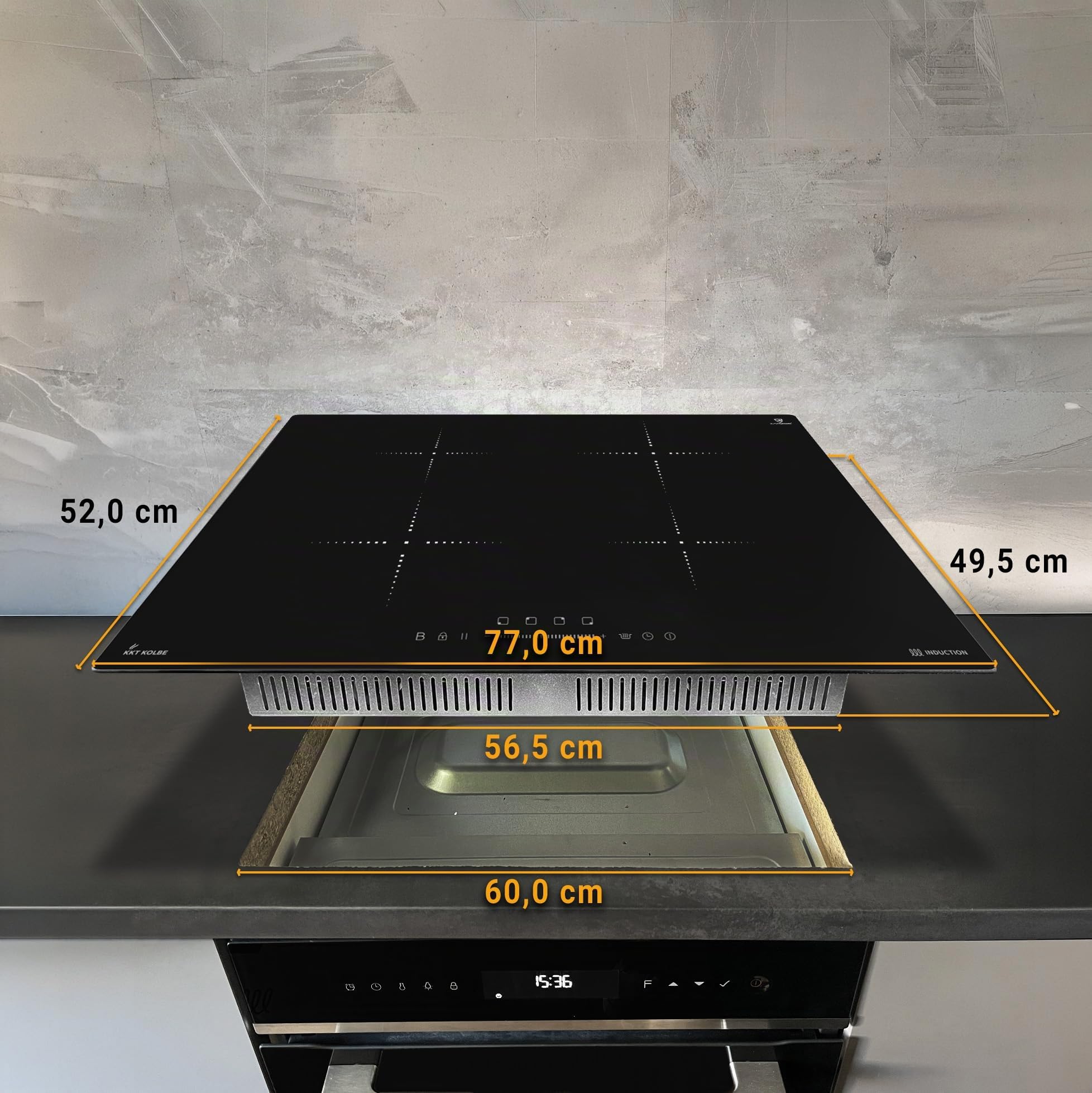 Placa induccion 77 cm | 7 kW | 4 fuegos | 9 niveles de potencia | Control Táctil | Temporizador | IH87704RL
