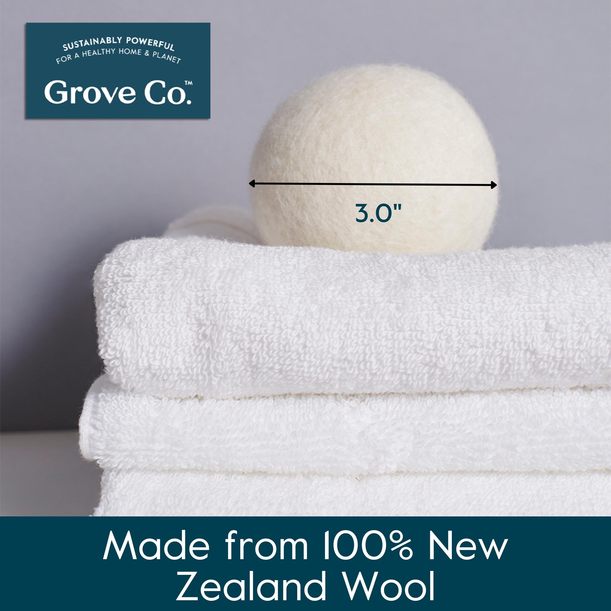 Grove Co. Bolas de lana para secadora, bolas reutilizables para secadora, 100% lana de Nueva Zelanda, reducen el tiempo de secado, arrugas y estática, esenciales para la ropa sucia de diseño