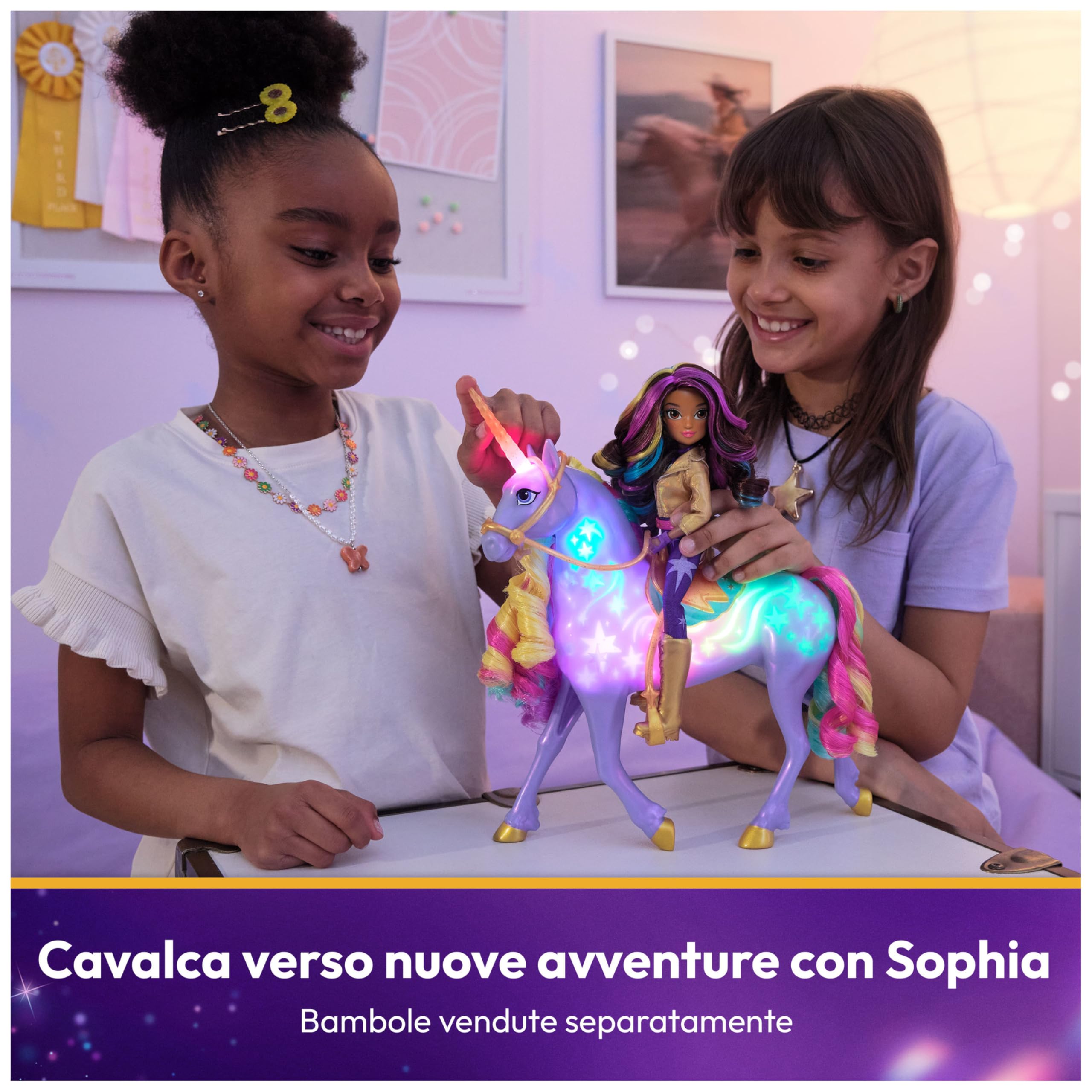 Unicorn Academy, Unicorno Wildstar Interattivo, Magica Luce dell’Arcobaleno, con Luci, Suoni e Musica, per Bambine, 4+ Anni