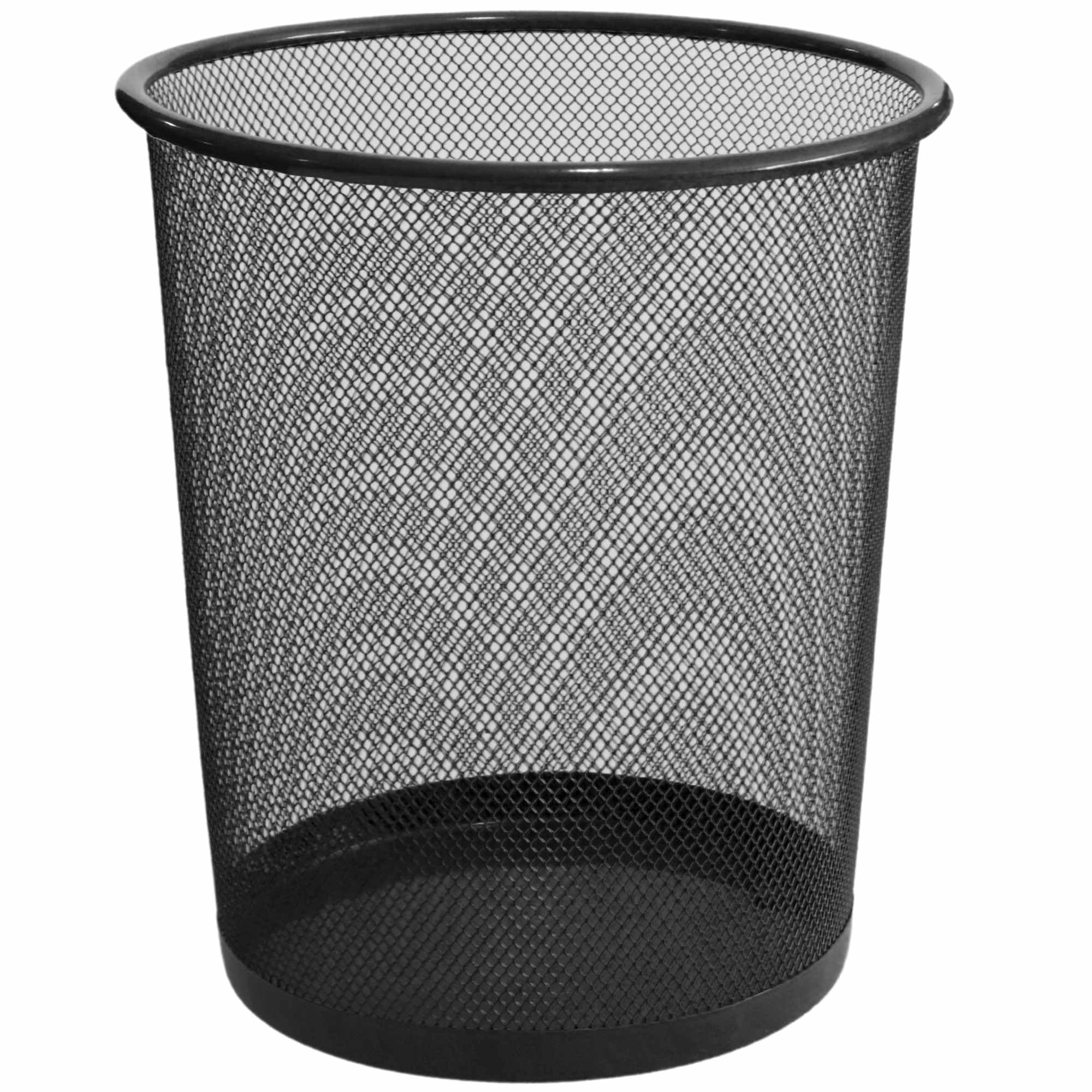 Papelera Malla Metalica, Cesto basura redondo metálico, Papelera oficina, Cubo de Basura, Papelera Escritorio, Papelera Baño, 26.5 cm alto x 23.5 cm diámetro, 12 Litros, Negro - imagen 1