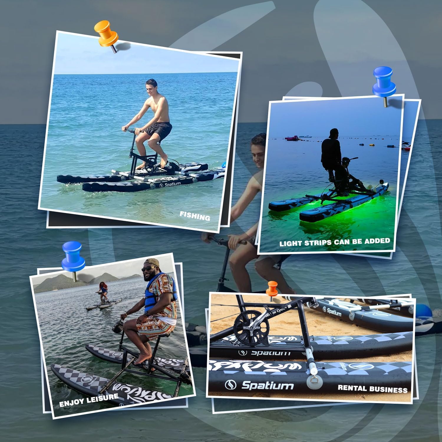 Nadmuchiwana Łódź Rowerowa z Pędnikiem i Pontonami SUP - Przenośna, Składana dla Dorosłych | Idealna do Wędkowania, Rekreacji i Sportów Wodnych na Jeziorze | Lekka Rama Aluminiowa,Black grey