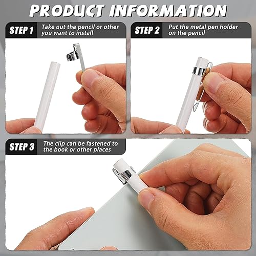 Miniatura 3 de Zonon Clips metálicos para lápices, bolsillo para lápices, epoxi, tinta, 60 piezas