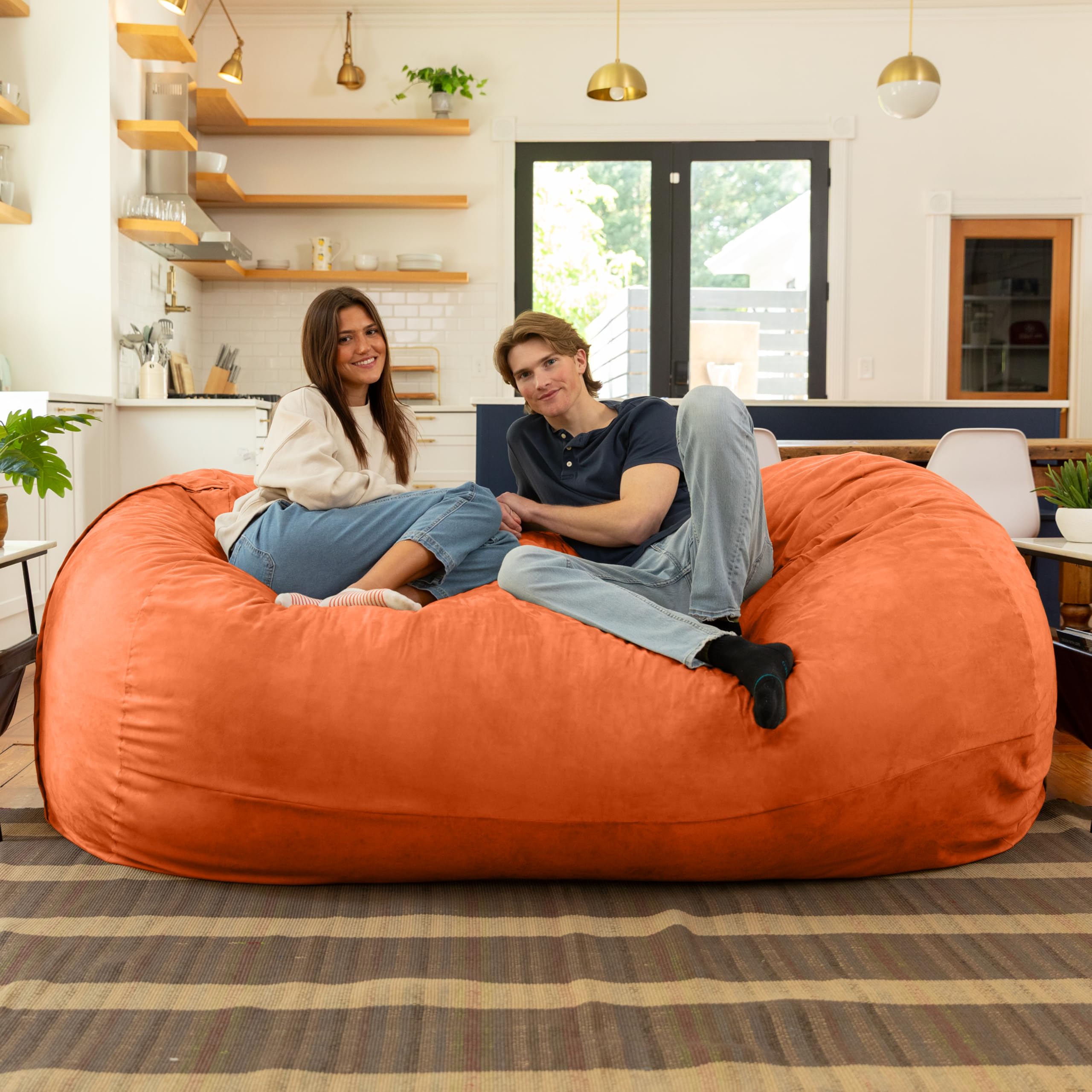 Amazon.com: Jaxx 7 Foot Giant Bean Bag Sofa, Mandarin : Home & Kitchen