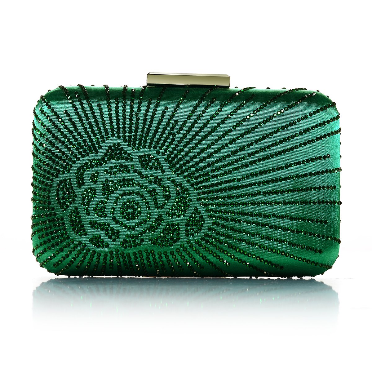 DMIX Womens Satin Silk Hard Case Crystal Box Clutch Evening Bags