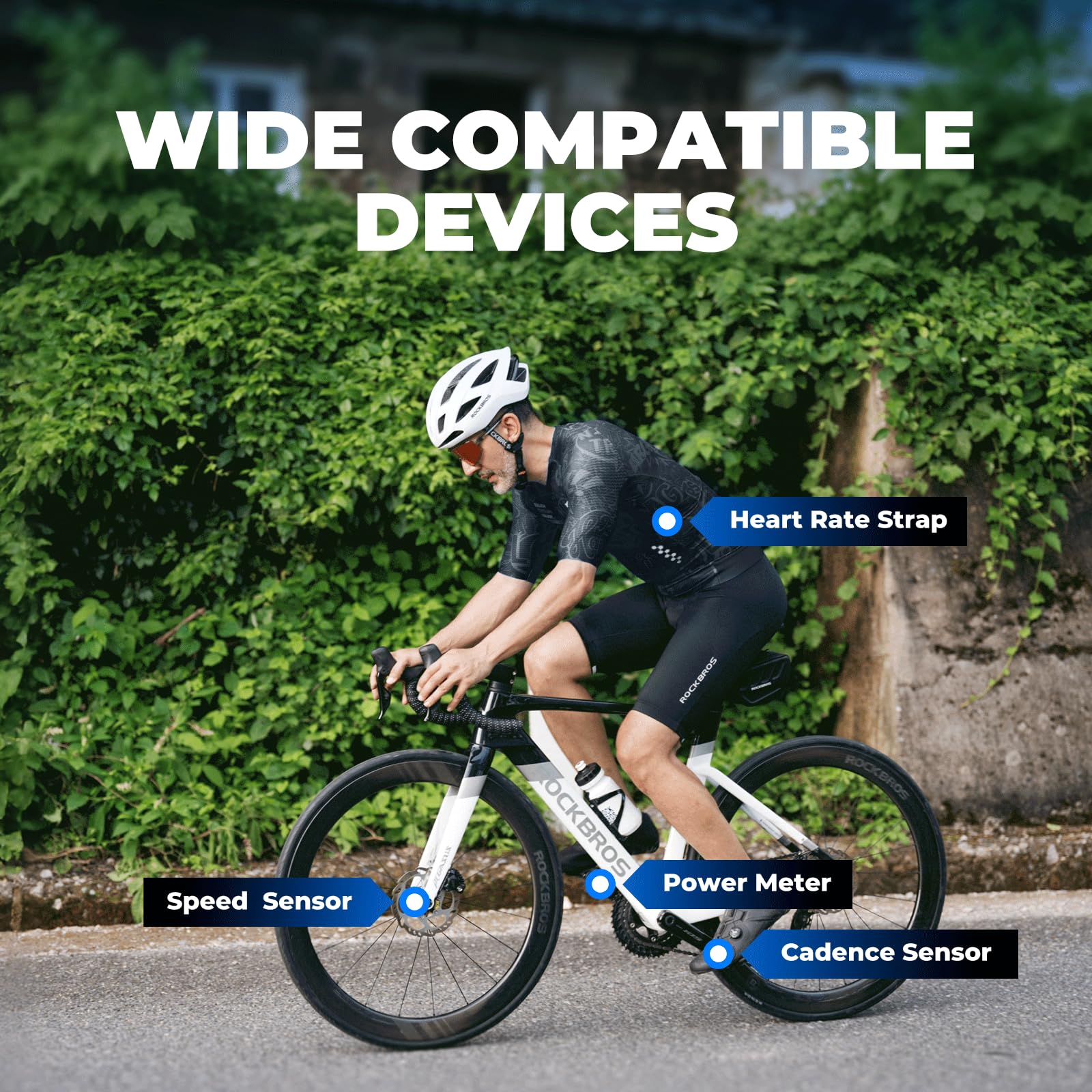 Komputer rowerowy ROCKBROS GPS z wyświetlaczem LCD o przekątnej 2,9 cala, ANT+ i Bluetooth 5.0