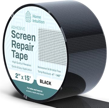 Home Intuition 2" x 15 Feet Premium Screen Repair Tape Roll for Window, Door, Patio, Pool Screens Waterproof Fiberglass Mesh Adhesive Roll Easy Fix for Screen Tears, Holes Durable Screen Patch