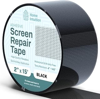 Home Intuition 2" x 15 Feet Premium Screen Repair Tape Roll for Window, Door, Patio, Pool Screens – Waterproof Fiberglass Mesh Adhesive Roll – Easy Fix for Screen Tears, Holes – Durable Screen Patch