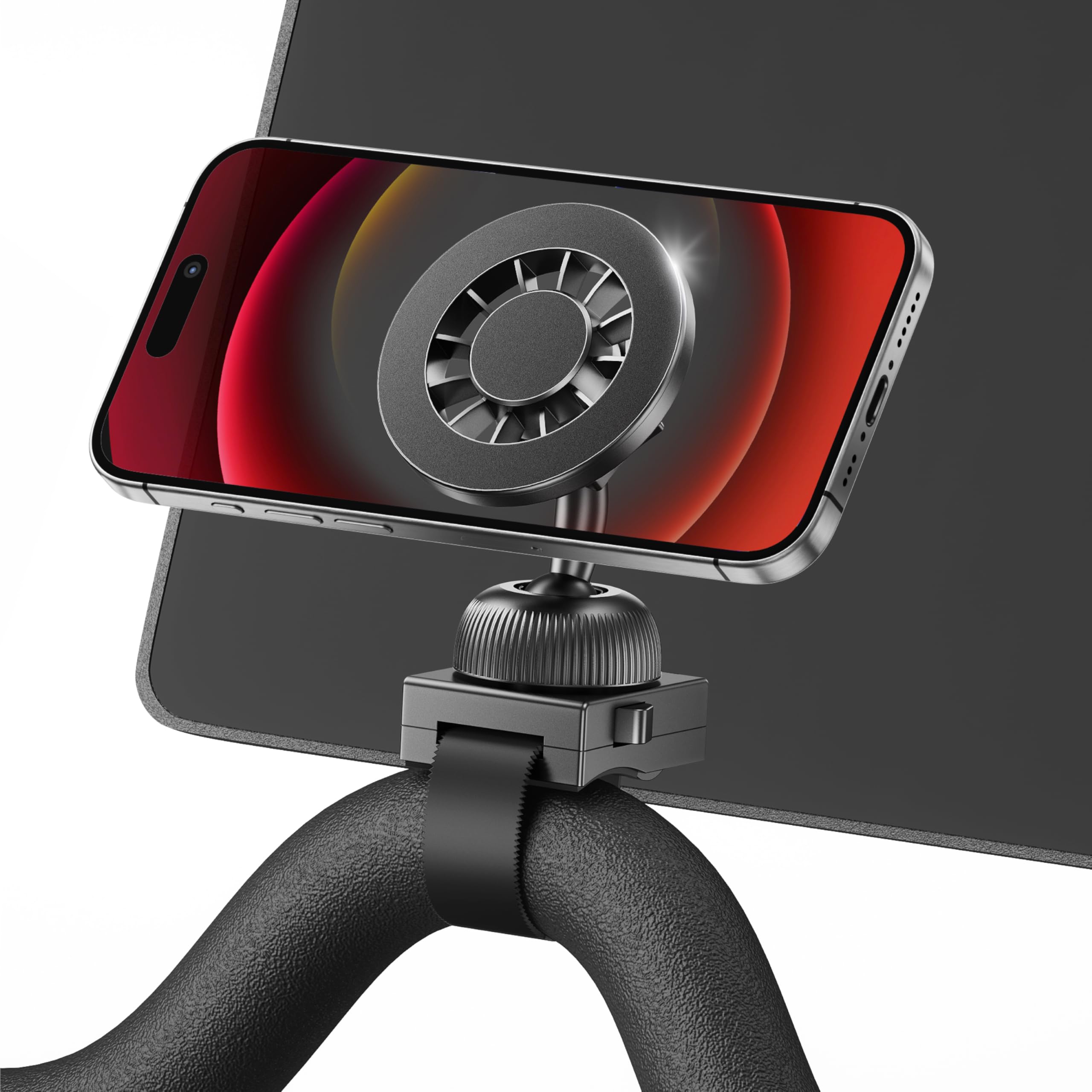 Magnetic Phone Holder Compatible with Peloton Bike&Bike Plus, Magnet Phone Mount Compatible with MagSafe, with Adjustable Strap for Bike Accessories, Gym Equipment, Treadmill, Stroller, Shopping Cart Black