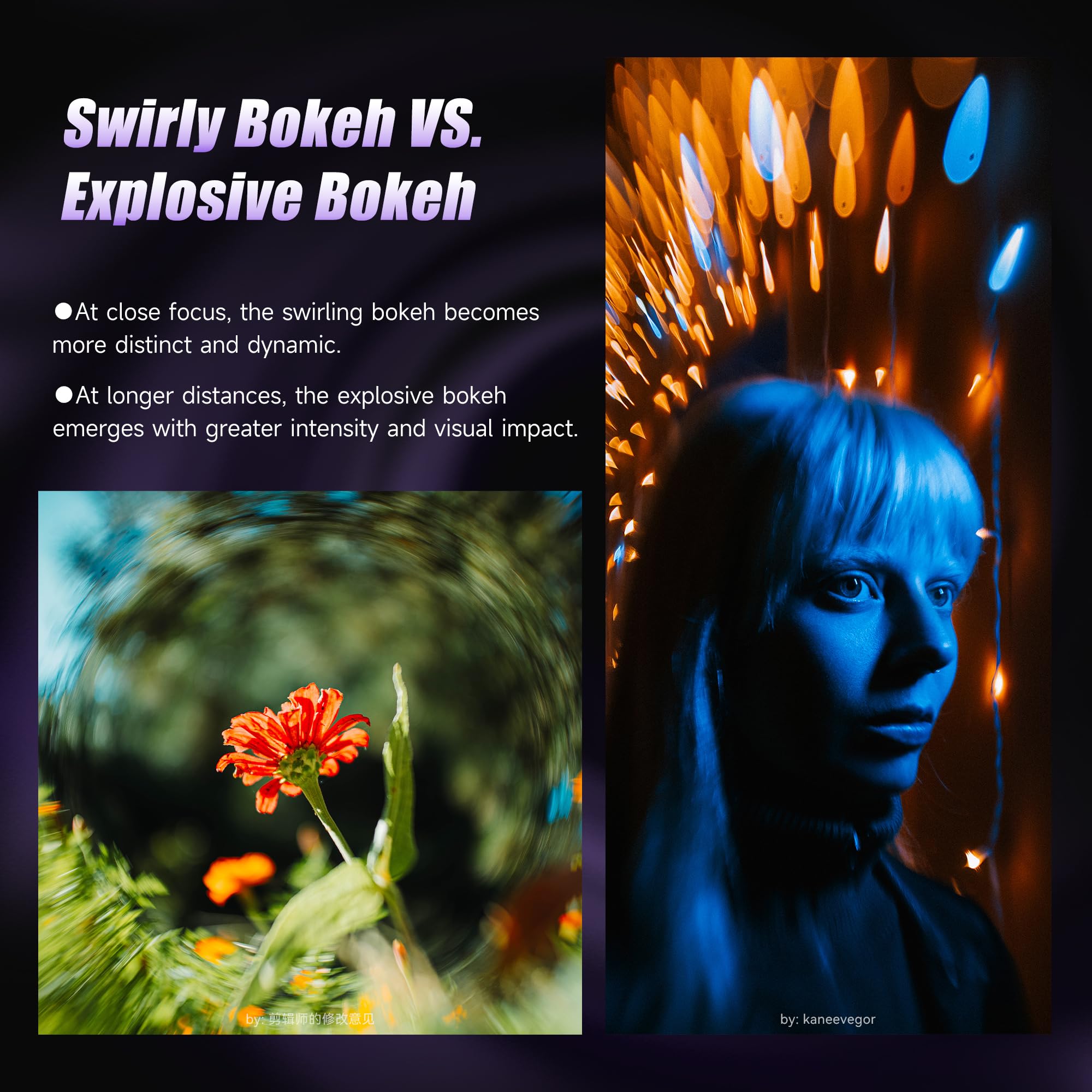 Objectif cinéma professionnel 7artisans MF57 mm T2.9 Floral Bloom Art Series, bokeh explosif, plein format, compatible avec monture PL, pour la photographie créative et la réalisation de films, violet