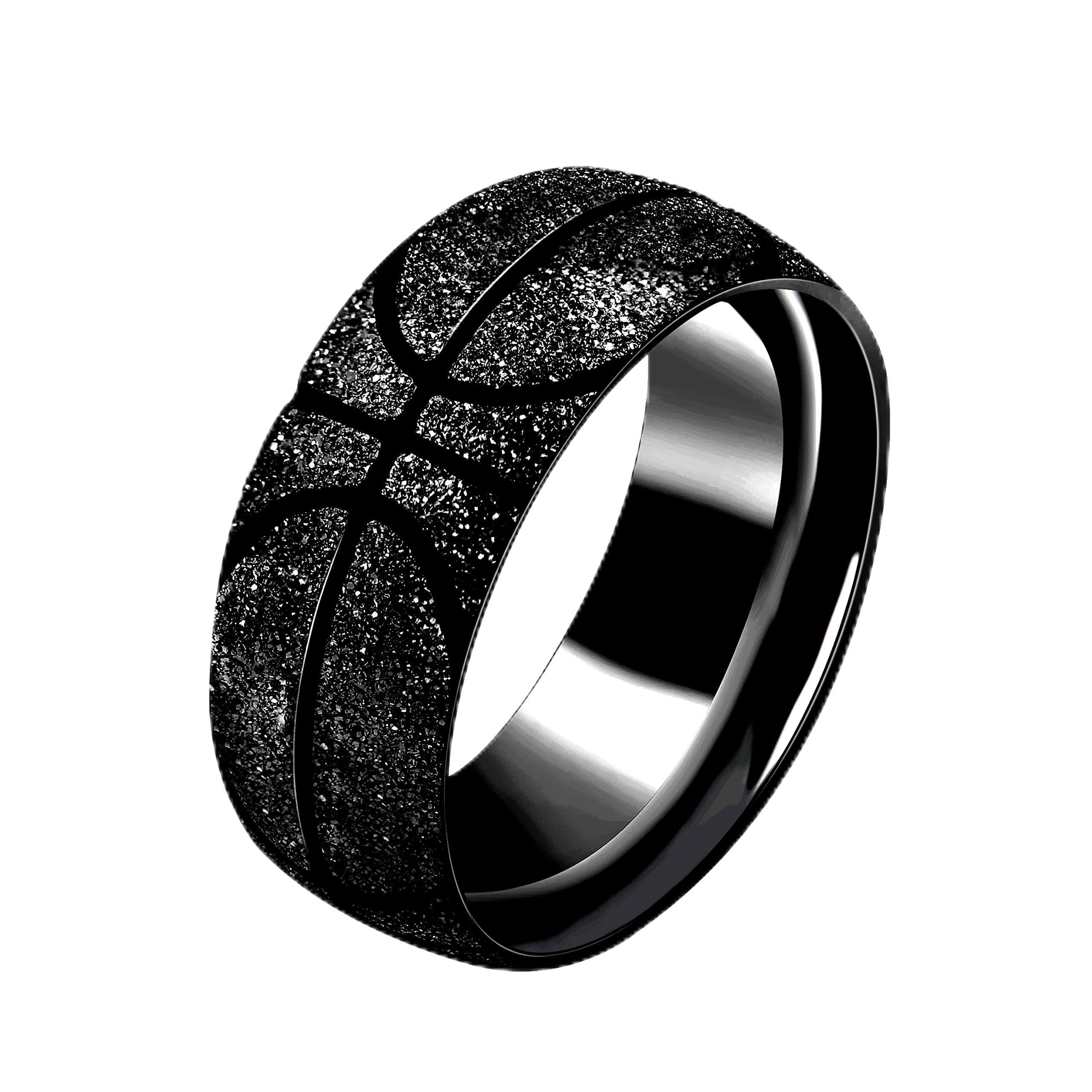 Uloveido Mens 8mm Stainless Steel Basketball Ring Comfort Fit Band Creative Sport Souvenir Gifts for Him