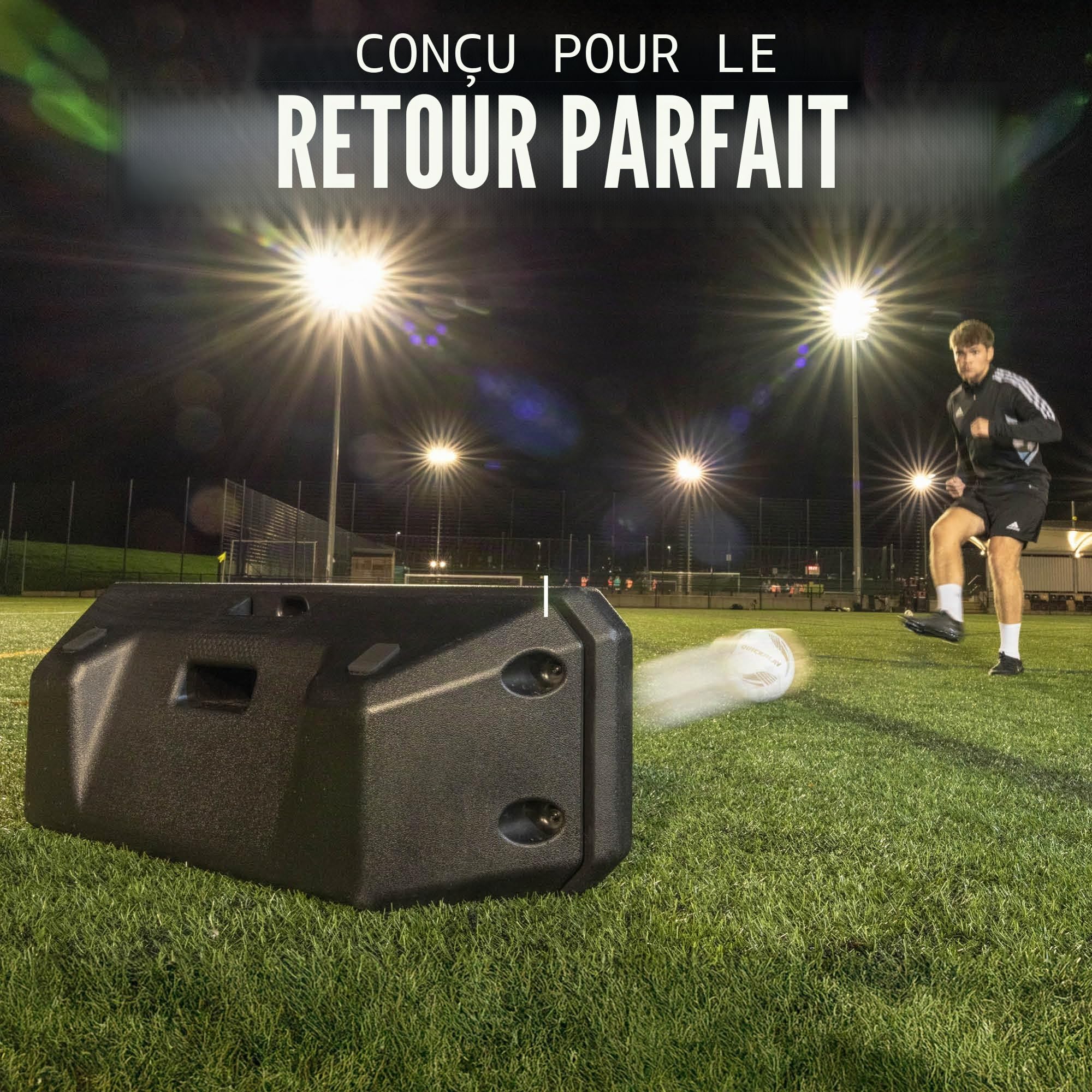 QUICKPLAY Replay Boombox Planche de Rebond Football – Rebondisseur de Football Portable Double Surface avec Angle réglable