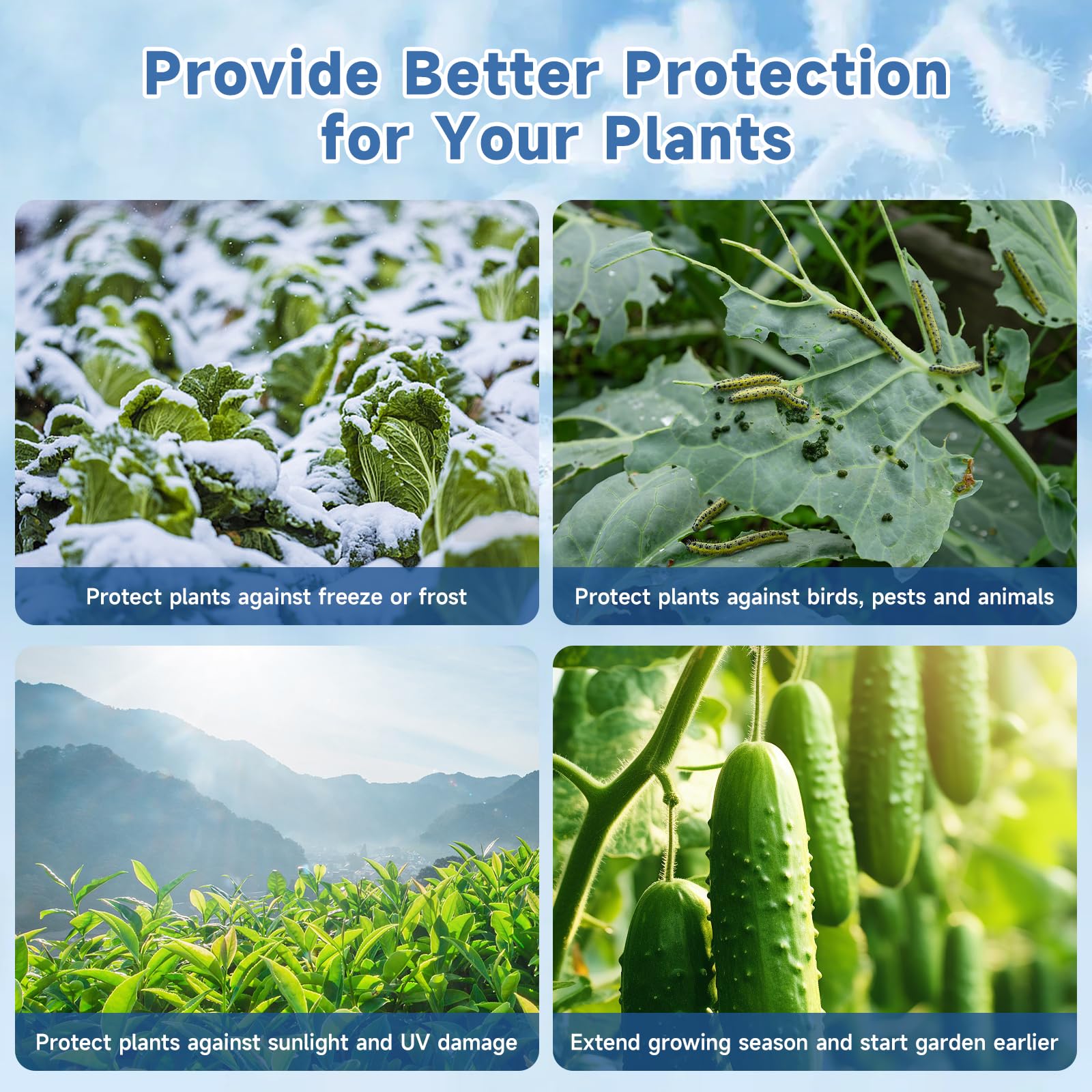 Cubiertas para plantas de protección contra congelación, 10 pies x 20 pies, 10 onzas/yd², manta flotante más gruesa, tela para plantas para invierno, heladas, nieve y protección del jardín