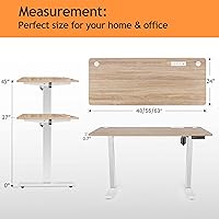 Vista 2 de Escritorio Eléctrico de Pie de Altura Ajustable, 55'' x 24'' Escritorio de Pie con Tomacorrientes y 2 Puertos USB, 4 Ruedas Giratorias, Rango