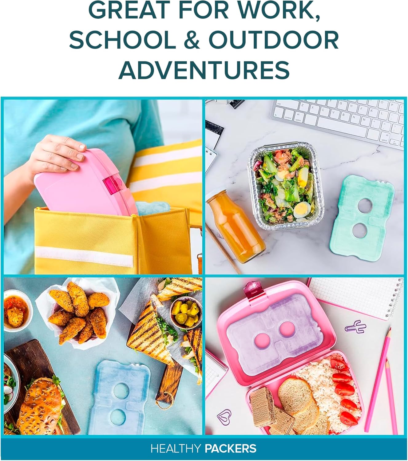 Healthy Packers Reusable Ice Packs for Lunch Boxes - Long Lasting Slim Freezer Packs, Thin Non-Toxic BPA-Free Hard Gel Ice Blocks for Coolers, Kids & Adults Lunch Bags, Travel, Camping, Food Storage - Image 5