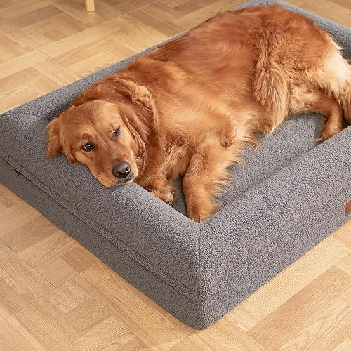 Miniatura 6 de Loeysu Cama ortopédica para perros extra grandes, cama ortopédica de espuma viscoelástica con refuerzo, forro impermeable, funda extraíble lavable