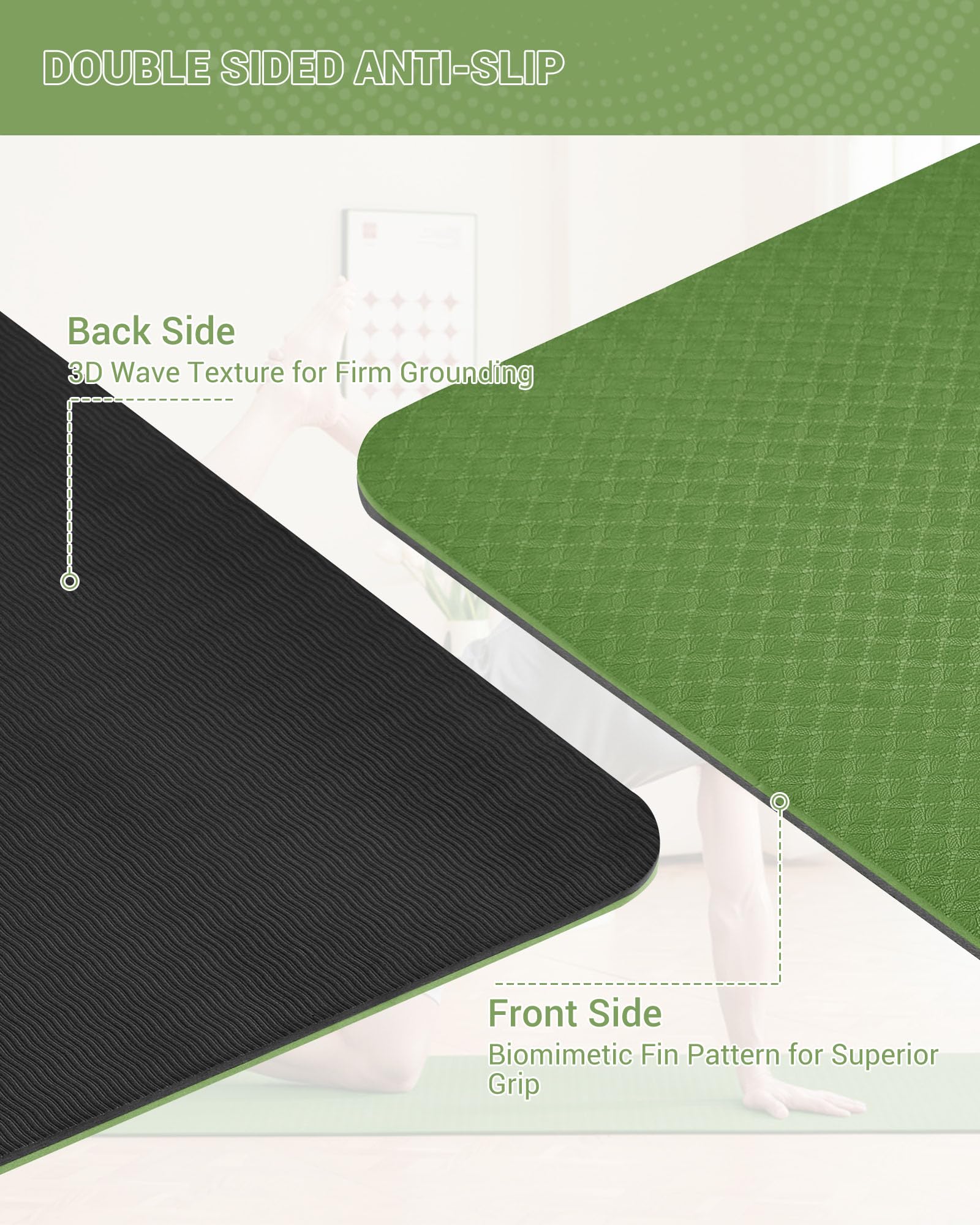 Good Nite Tappetino da ginnastica, yoga, fitness, antiscivolo, per allenamento, sport, turn, pilates, con tracolla, 183 x 61 x 0,6 cm