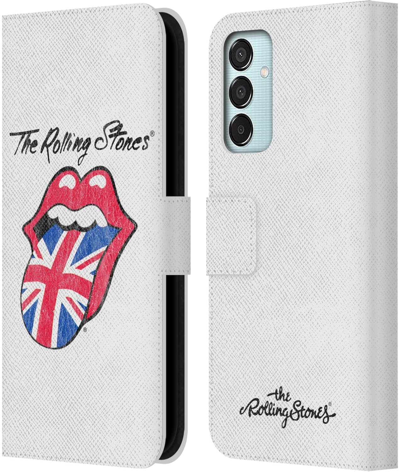 Head Case Designs Officially Licensed The Rolling Stones UK Tongue Key Art Leather Wallet Case Compatible with Samsung Galaxy M15/F15 5G