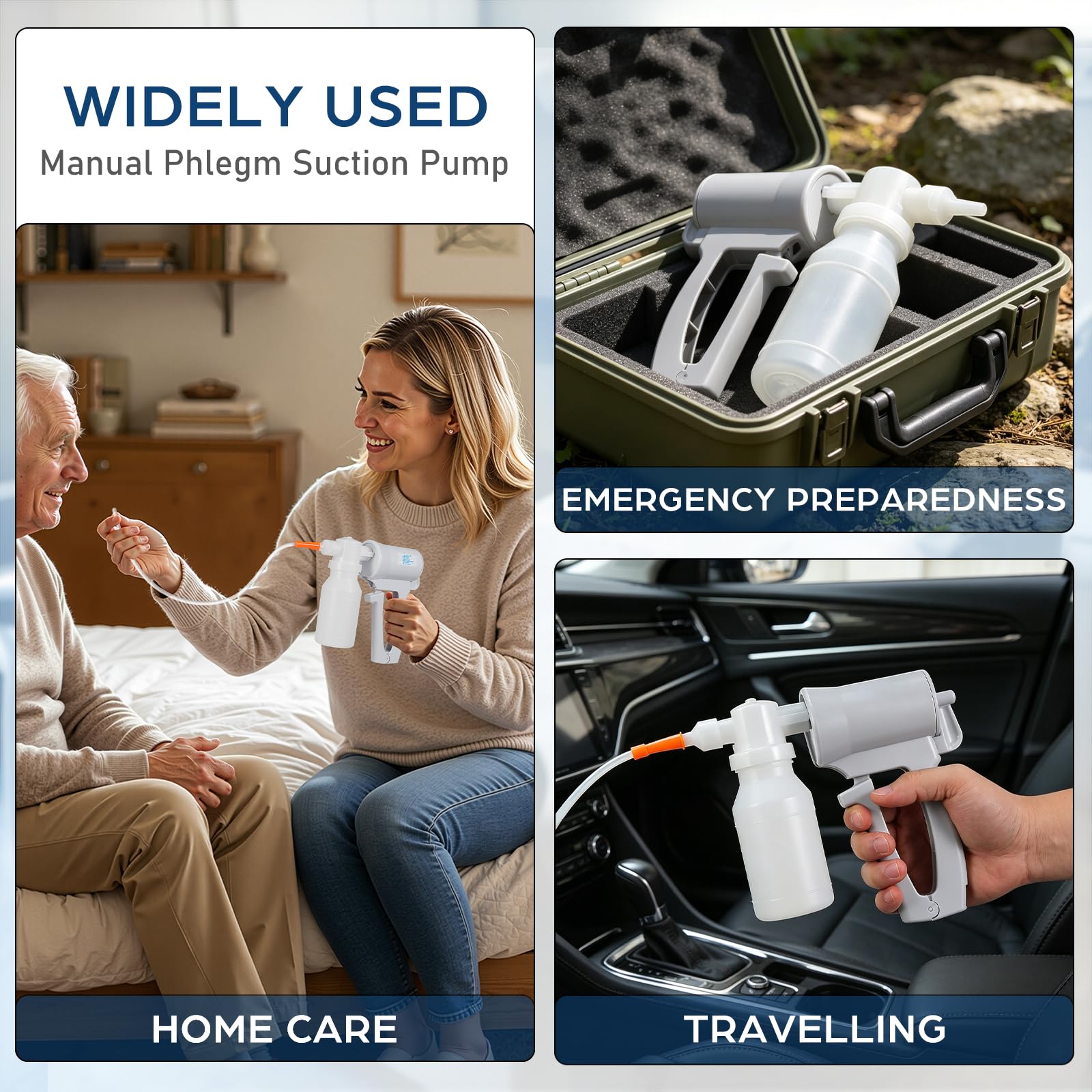 iplusmile Aspirador de esputo de mano, máquina de succión manual de flema, dispositivo de succión de tubo de esputo para el hogar, fácil de usar y transportar