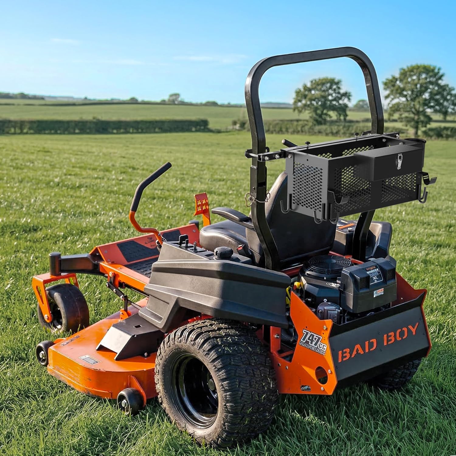 Heavy Duty Tractor Tool Box - 24"x10"x10" Heavy Duty Steel Storage Accessories, Fits Most Tractor & Zero Turn Mower