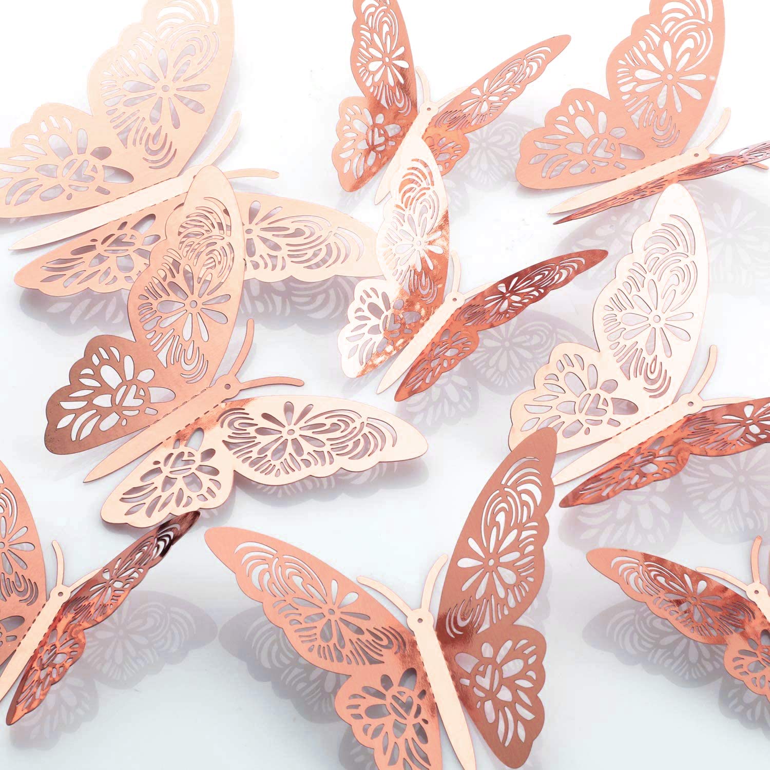 MWOOT 48 Piezas Mariposas Decorativas 3D, Mariposas Pegatinas de Pared Decorativas para Decoración de la Fiesta de Cumpleaños Dormitorio de la Boda Decoración del Hogar Rosa