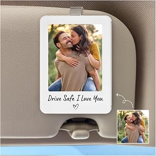 Car Visor Photo Clip Car Gifts for Boyfriend, Husband, Sun Visor Clip Photo | Personalized Car Visor Photo Clip, 2.5 X 3.5 Inch, Write Your Own Message With Marker