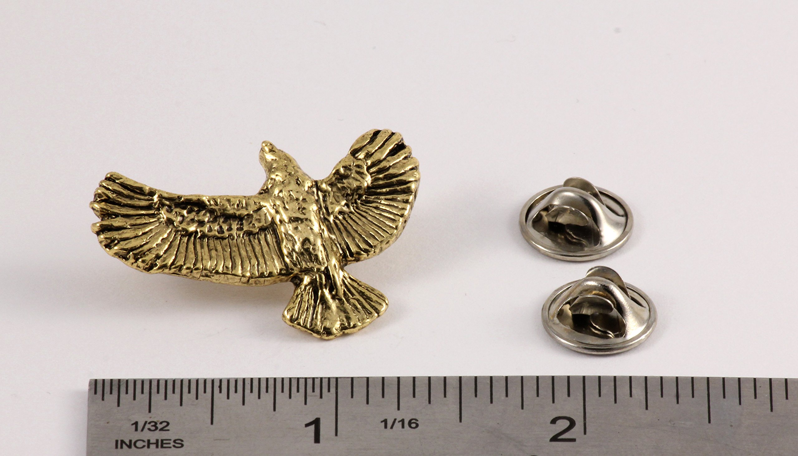 Creative Pewter Designs Gold Plated Red-Tailed Hawk Soaring Pin BG056