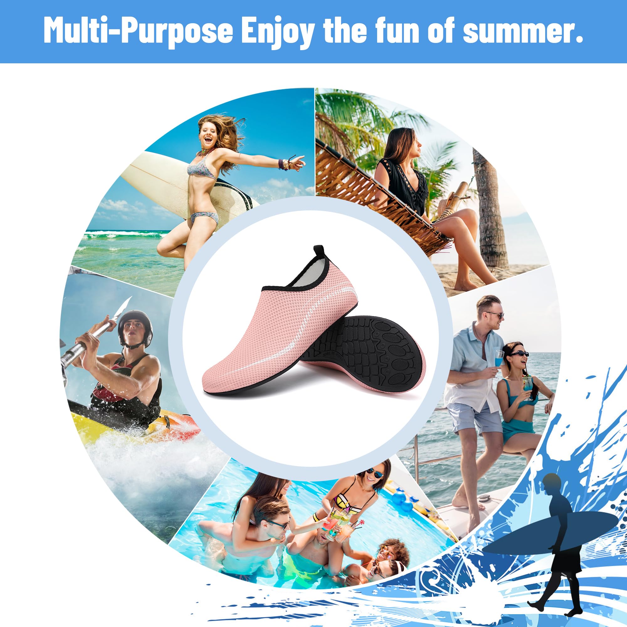 Buty do Wody Water Shoes Buty do SportóW Wodnych Lekkie Buty do PłYwania Buty PlażOwe Buty do Jogi Buty do Surfowania dla Kobiet I MężCzyzn.Różowy, 38EU