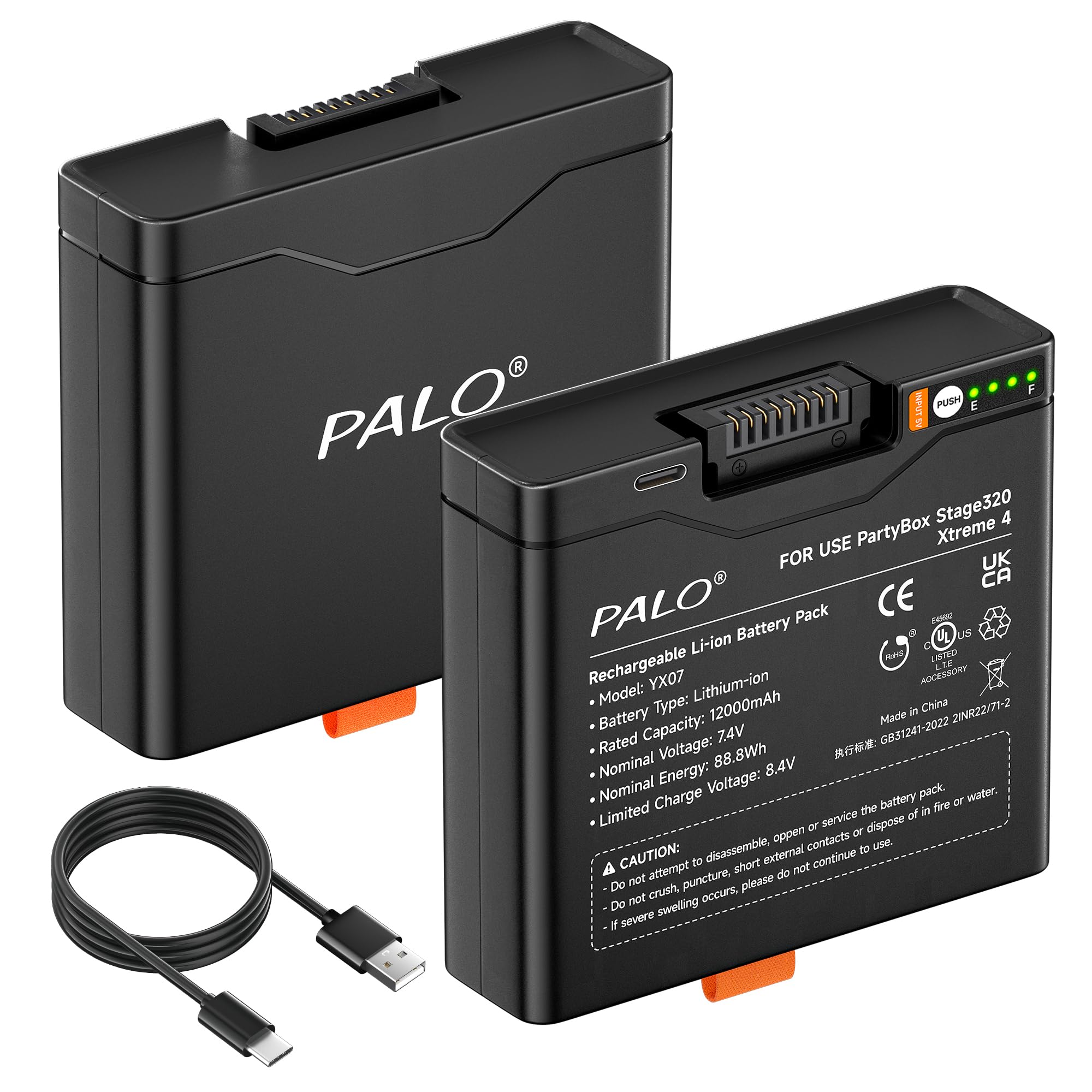 12000mAh Rechargeable Battery 400 for JBL Partybox Stage 320, JBL Xtreme 4-7.4V High-performance Lithium Battery with Type-c Input