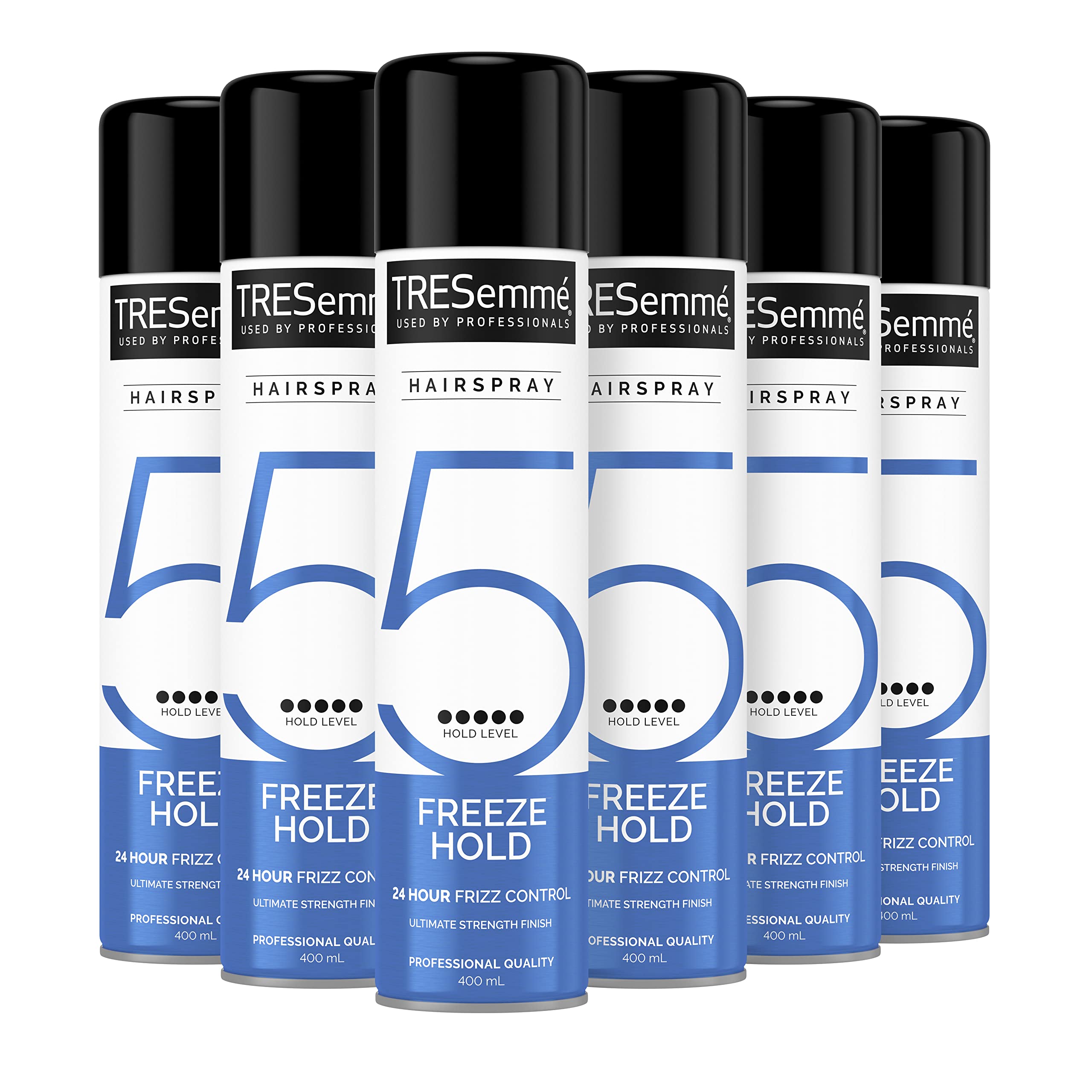 TRESemmé Freeze Hold Haarspray – 24 Stunden Frizz Control, extra starker Halt & keine klebrigen Rückstände oder Steifheit – langanhaltendes, feuchtigkeitsbeständiges Styling für glatte, lockige oder