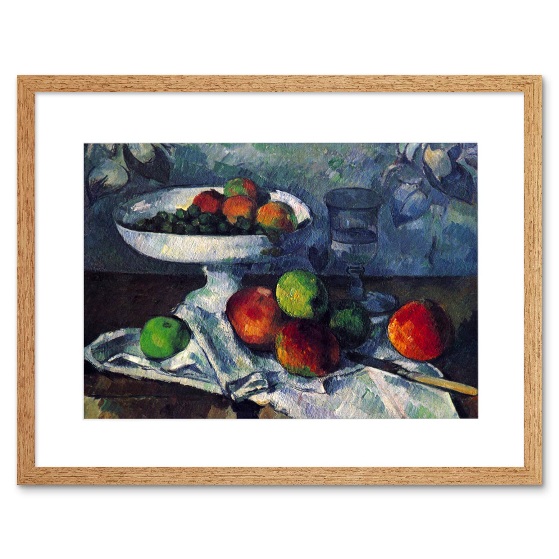 Wee Blue Coo Light Oak Painting Cezanne Still Life With Fruit Bowl Framed Wall Art Print