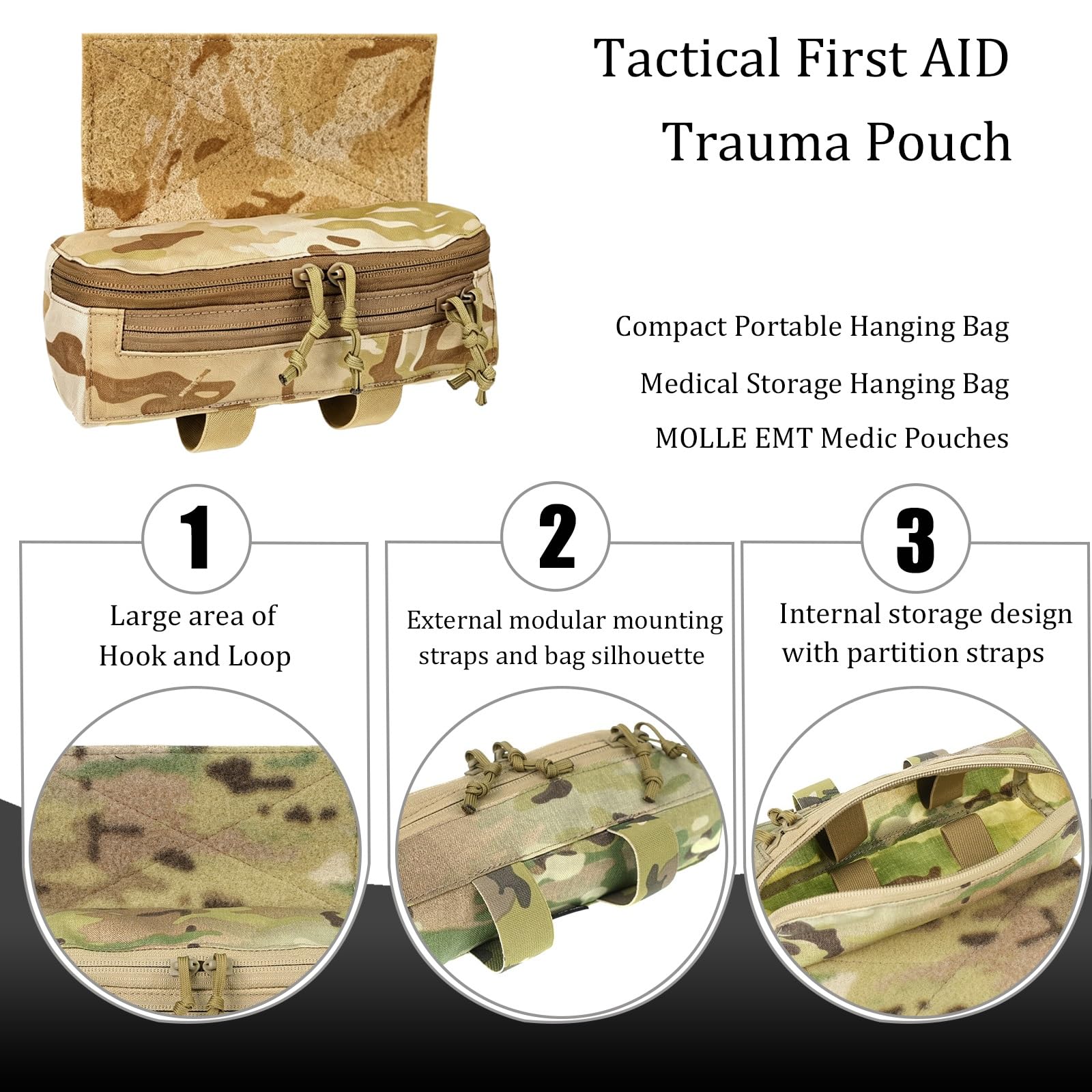 Botiquín Táctico, Bolsa de Transporte Subabdominal Tipo Drop Pouch, Bolsa Médica IFAK con Sistema MOLLE, para Senderismo y Acampada Al Aire Libre